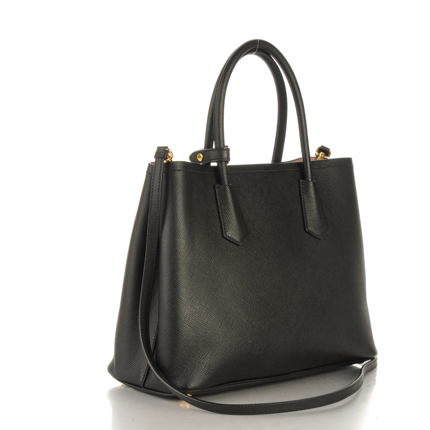 Prada Saffiano Cuir Medium Double Bag Black Mughetto 3 of 9
