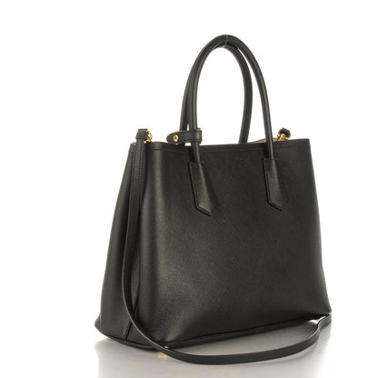 Prada Saffiano Cuir Medium Double Bag Black Mughetto 3 of 9