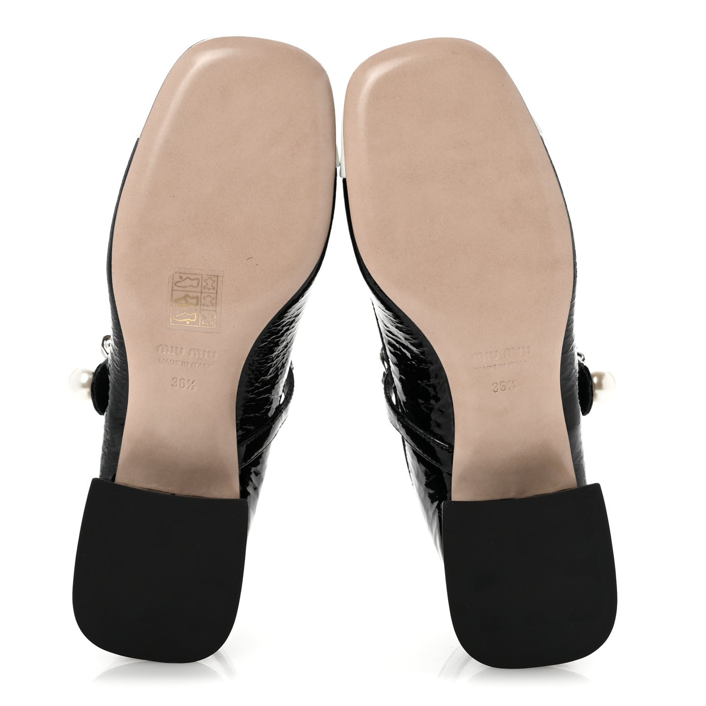 Vernice Chain Pearl Mary Jane Pumps 36.5 Black White