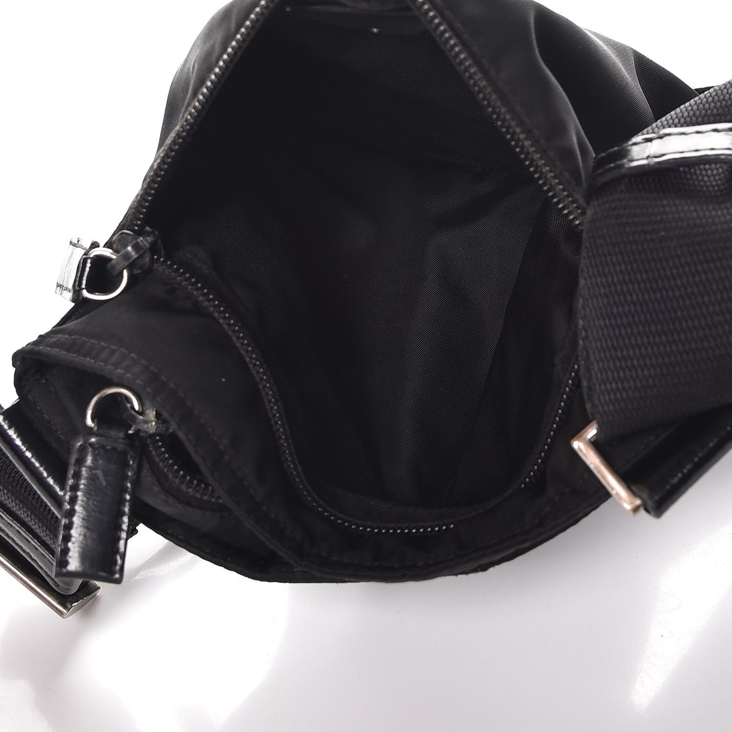Nylon Small Flat Messenger Bag Black