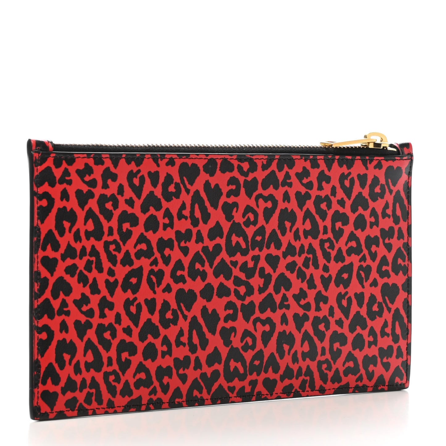 Calfskin Baby Cat Print Zip Pouch Red