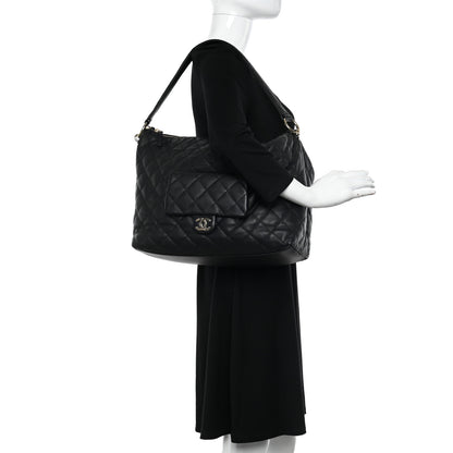 Chanel Lambskin Quilted Pocket Hobo Black 2 of 12
