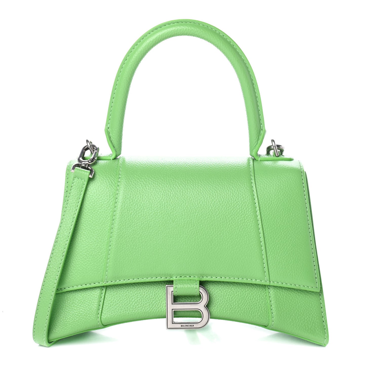 Grained Calfskin Small Hourglass Top Handle Bag Light Green