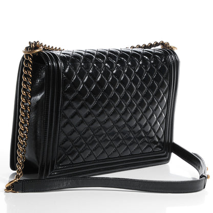 Chanel Glazed Calfskin Large Boy Flap Black 3 of 9