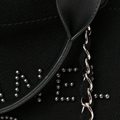 Chanel Canvas Pearl Medium Deauville Tote Black 11 of 11