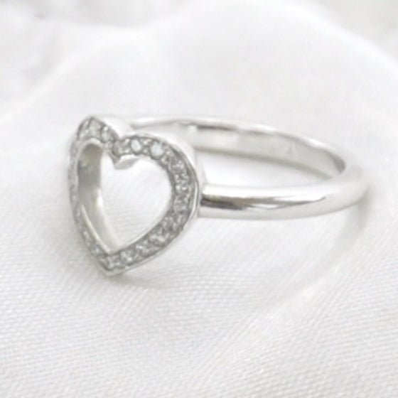 Tiffany Platinum Diamond Heart Ring 3.25 2 of 6