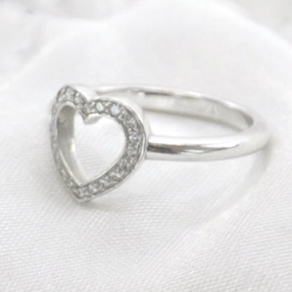 Tiffany Platinum Diamond Heart Ring 3.25 2 of 6