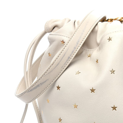 Saint Laurent Lambskin Star Printed Teddy Drawstring Bag White 11 of 11