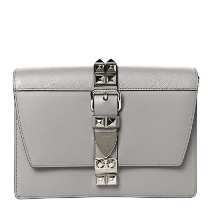Prada Saffiano City Calfskin Studded Large Elektra Shoulder Bag Nube 1 of 9