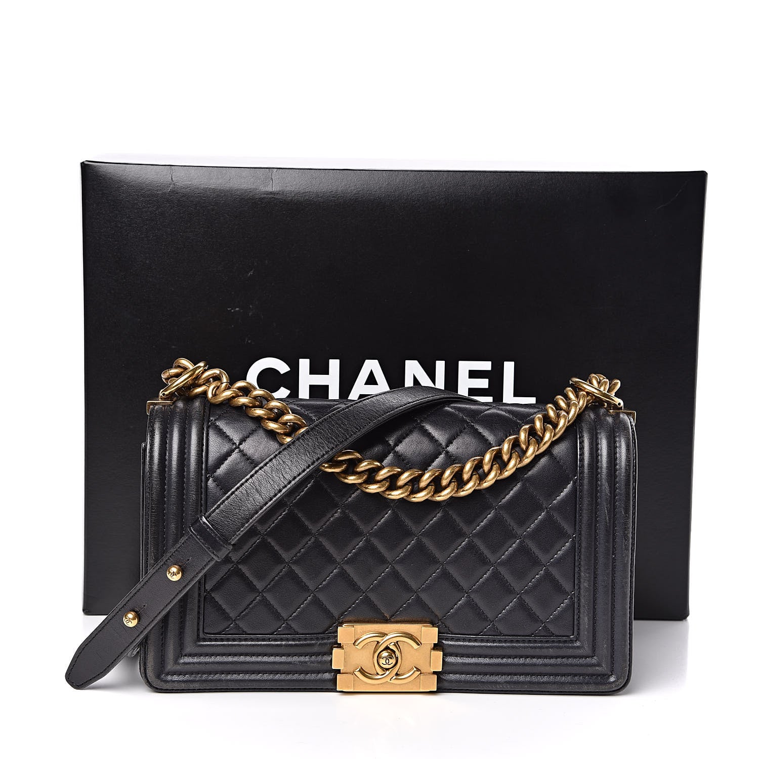 Chanel Lambskin Quilted Medium Boy Flap Black 11 of 11