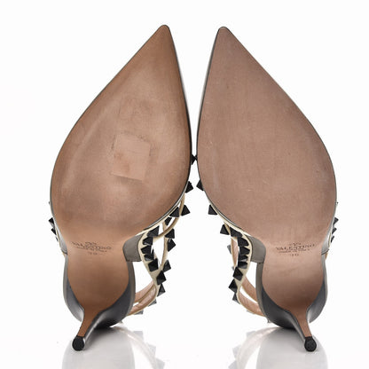 Valentino Garavani Nappa Rockstud Ankle Strap 100mm Pumps 36 Army Green Light Ivory 5 of 9