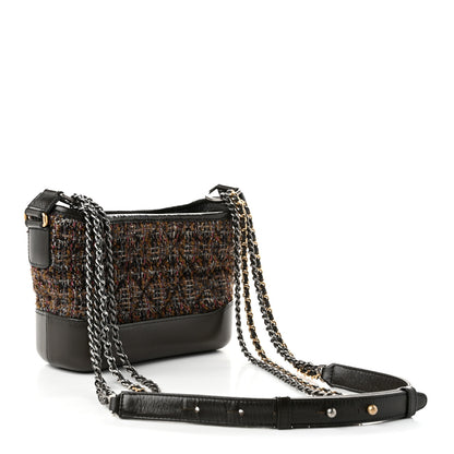 Chanel Tweed Calfskin Quilted Small Gabrielle Hobo Brown 3 of 10