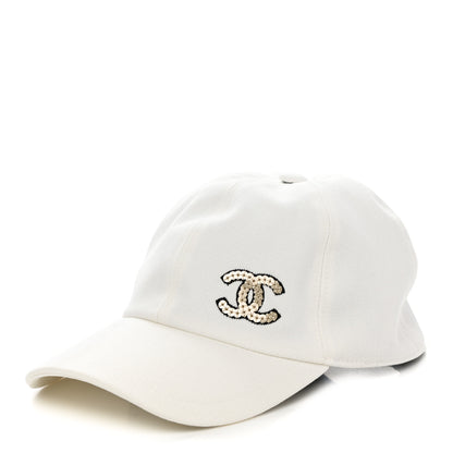 Chanel Cotton Sequin CC Cap Hat Ivory 1 of 8