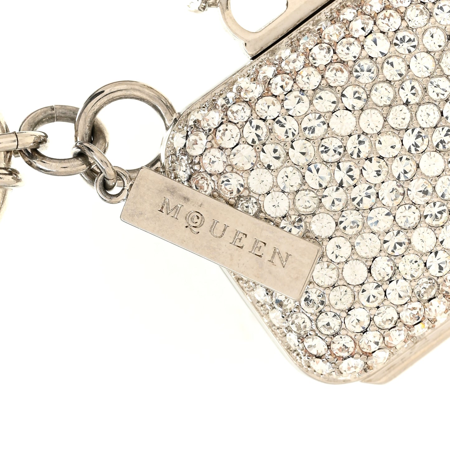 Brass Crystal Knuckle Clutch Charm Silver Palladium