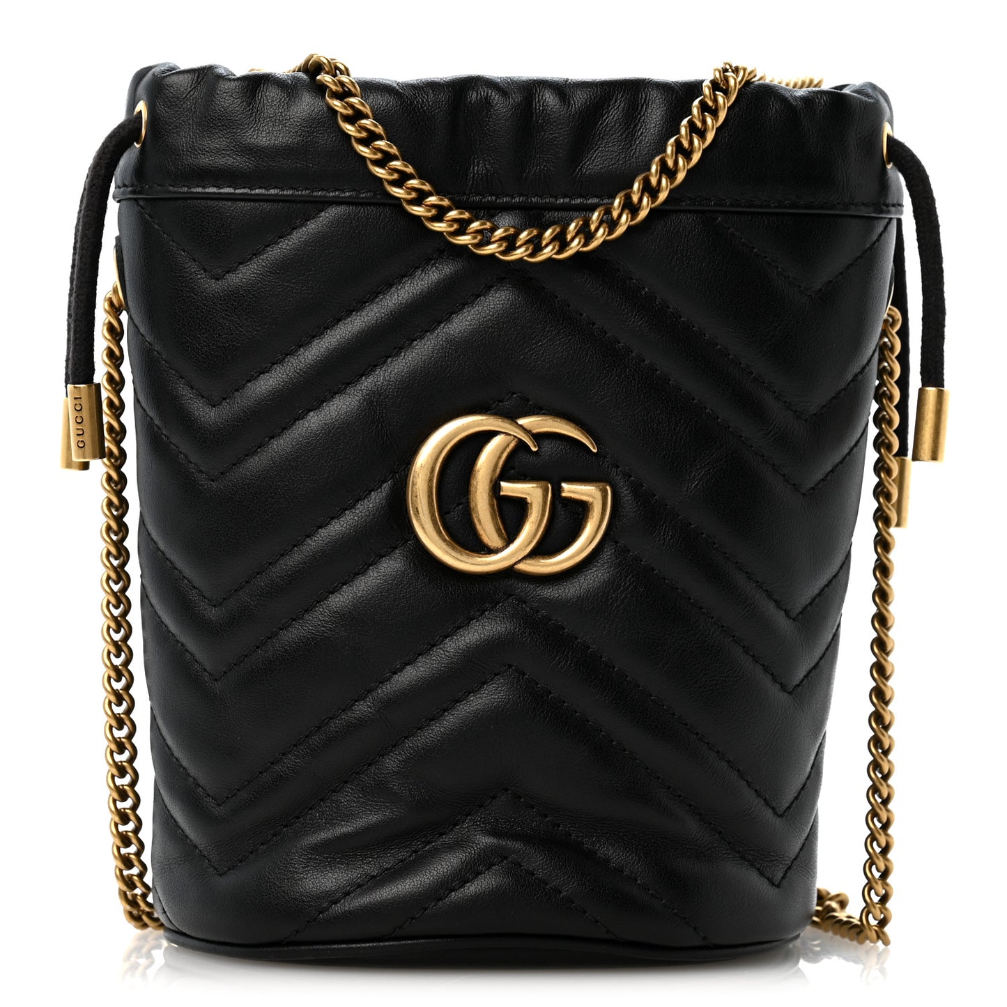 Calfskin Matelasse Mini GG Marmont 2.0 Bucket Bag Black