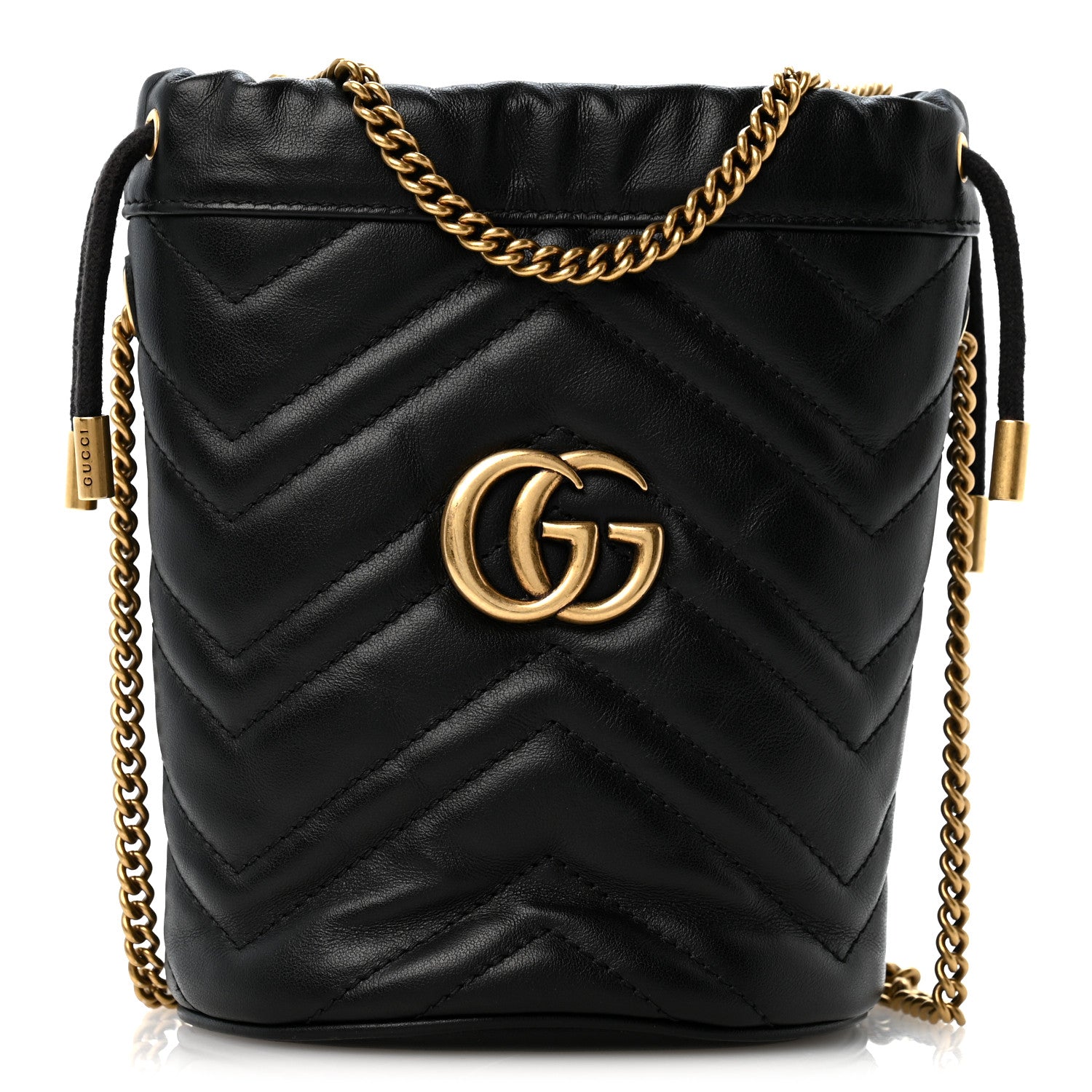 Gucci Calfskin Matelasse Mini GG Marmont 2.0 Bucket Bag Black 1 of 11