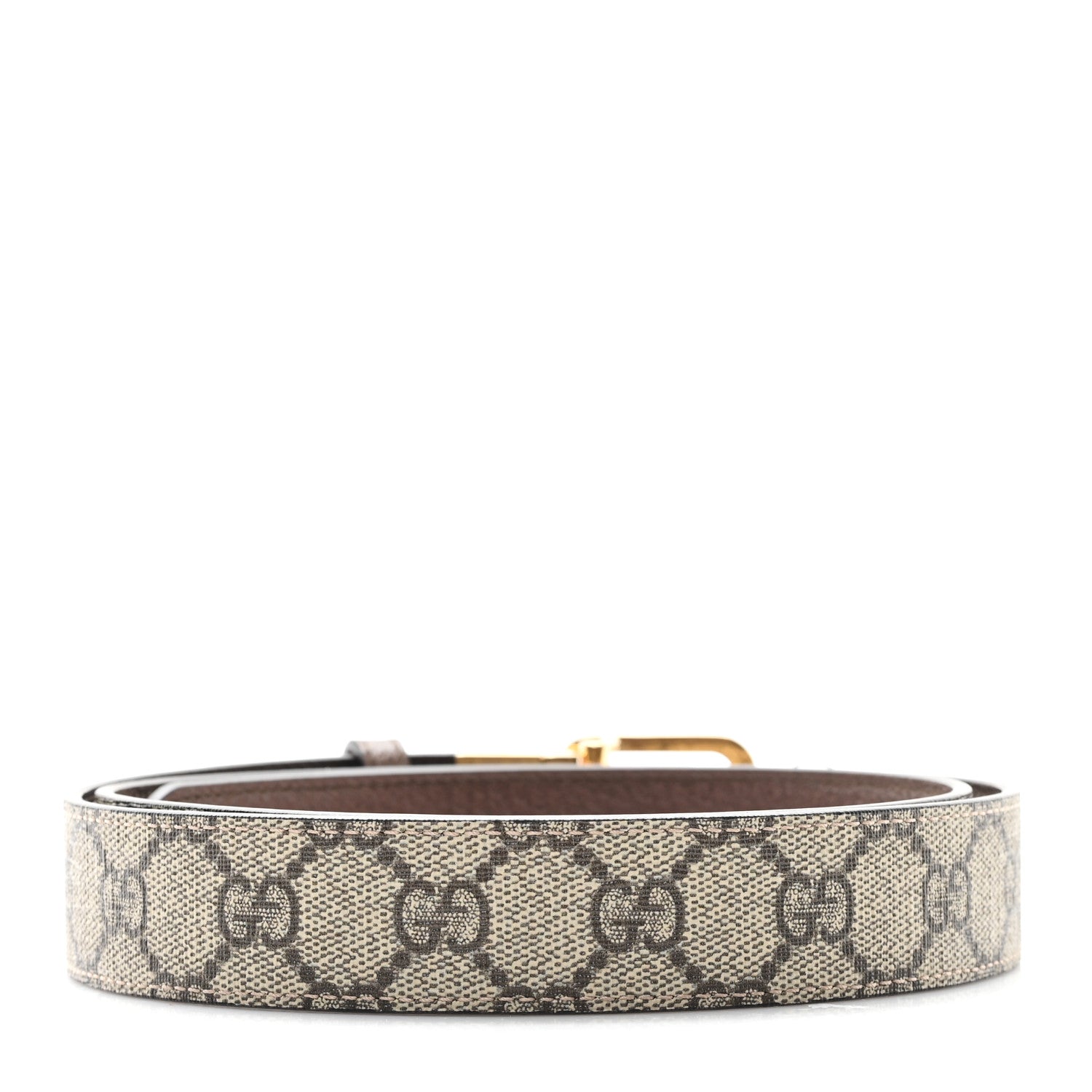 Gucci GG Supreme Monogram Textured Dollar Calfskin Squared Interlocking G 30mm Reversible Belt 100 40 Beige Ebony New Acero 2 of 4
