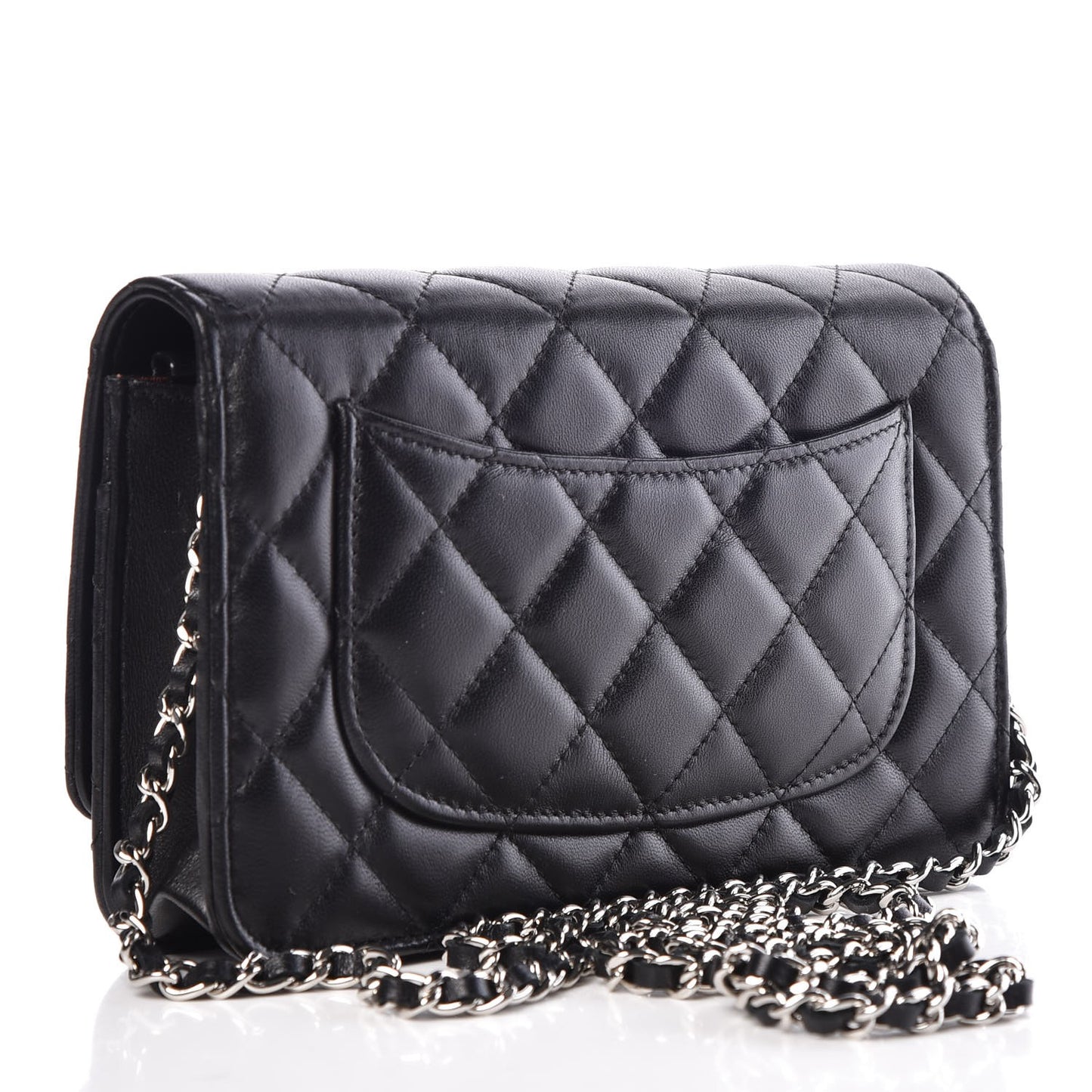 Lambskin Quilted Wallet On Chain WOC Black