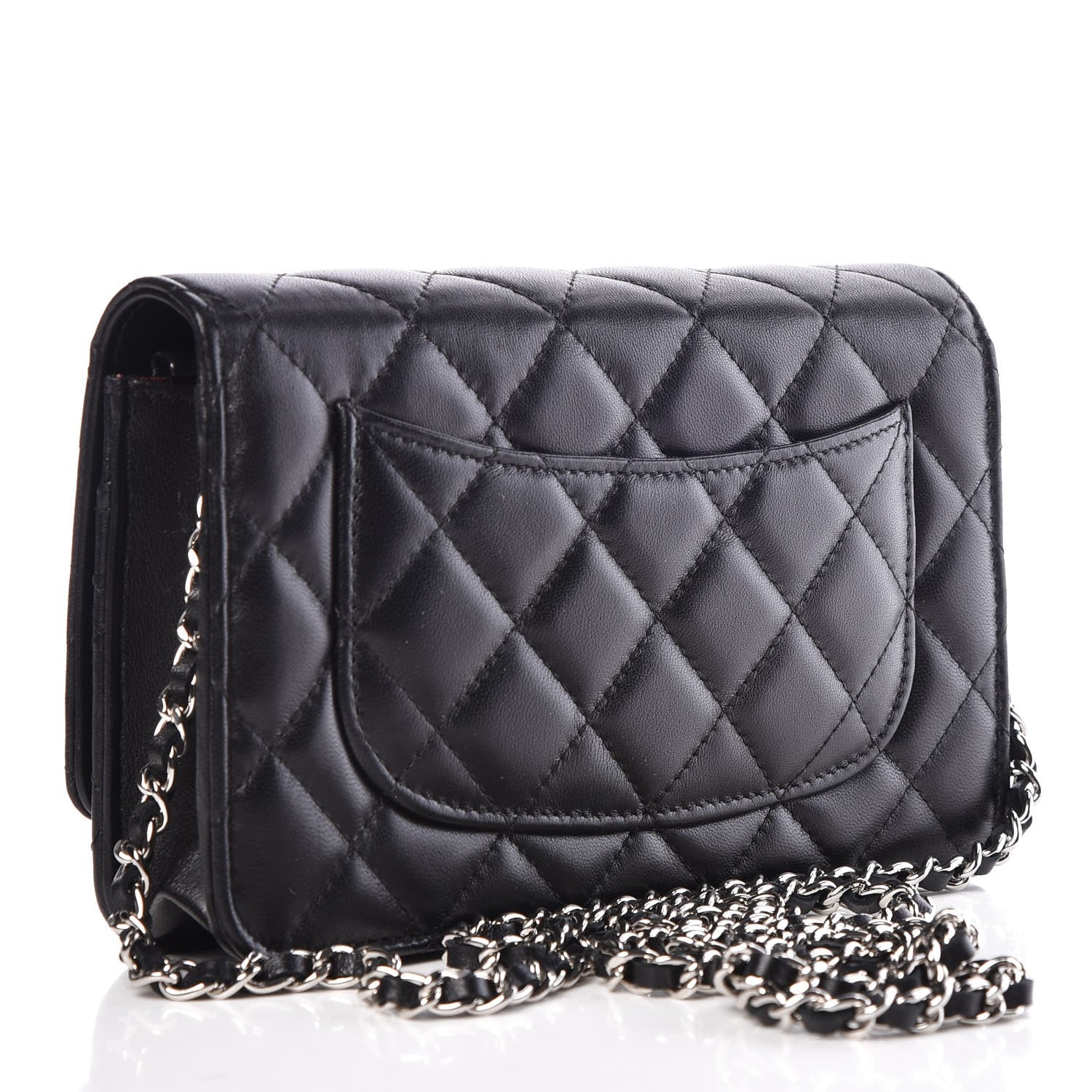 Chanel Lambskin Quilted Wallet On Chain WOC Black 3 of 8