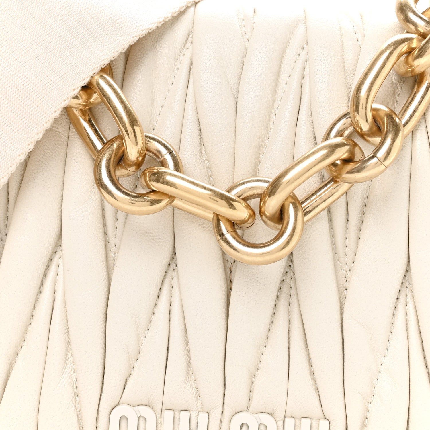 Miu Miu Nappa Matelasse Chain Shoulder Bag White 8 of 10