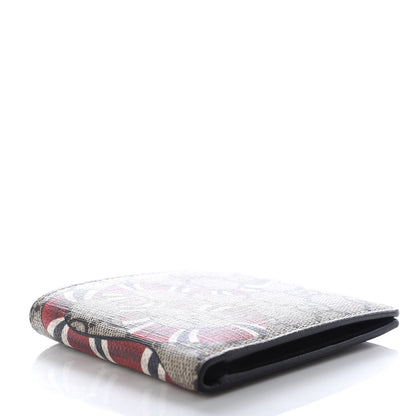 Gucci GG Supreme Monogram Selleria Calfskin Kingsnake Nice Bi-Fold Wallet Beige Ebony Multicolor Black 4 of 7