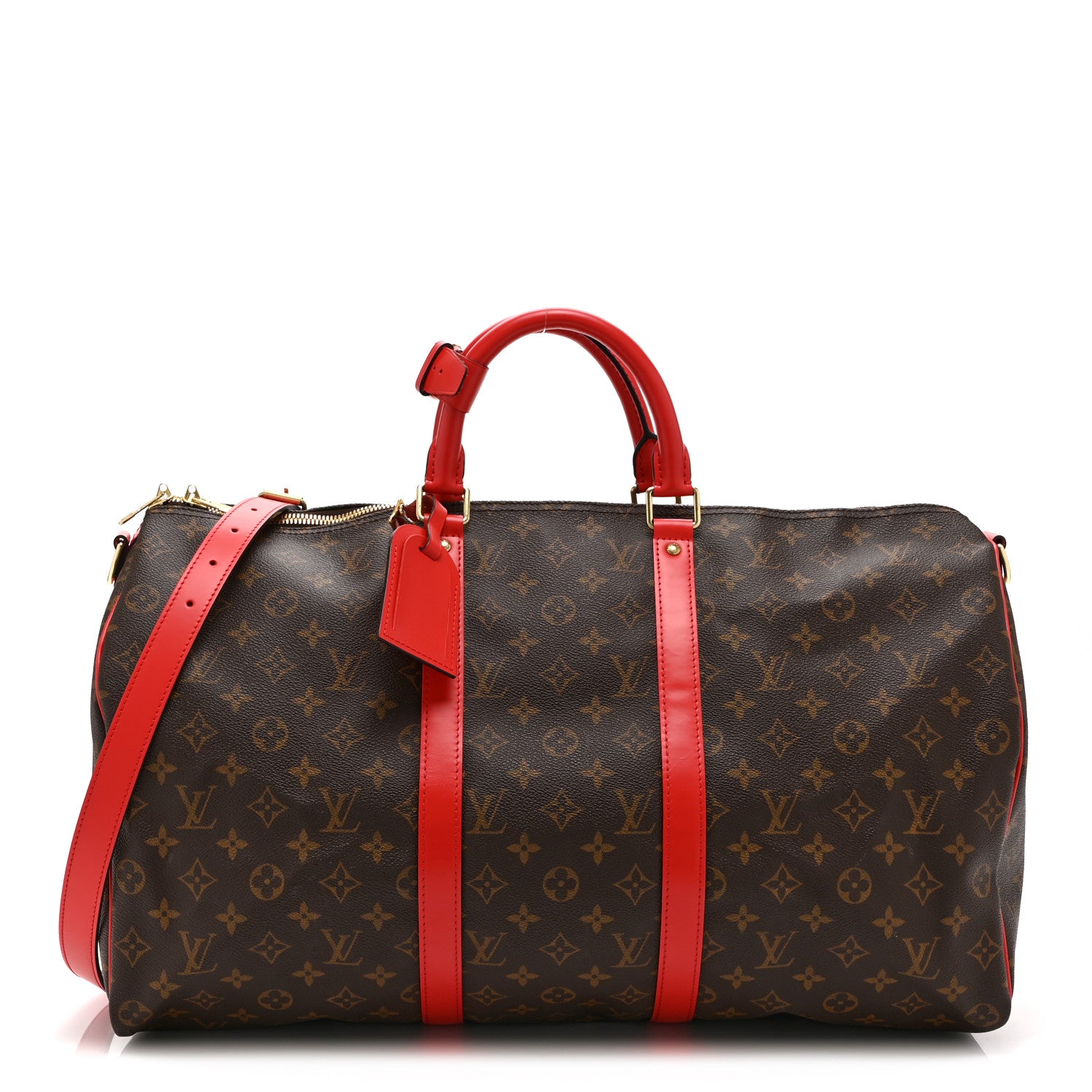 Louis Vuitton Calfskin Monogram Keepall Bandouliere 50 Coquelicot 1 of 9