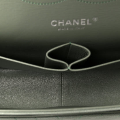 Chanel Caviar Chevron Quilted Jumbo Double Flap Green 5 of 11