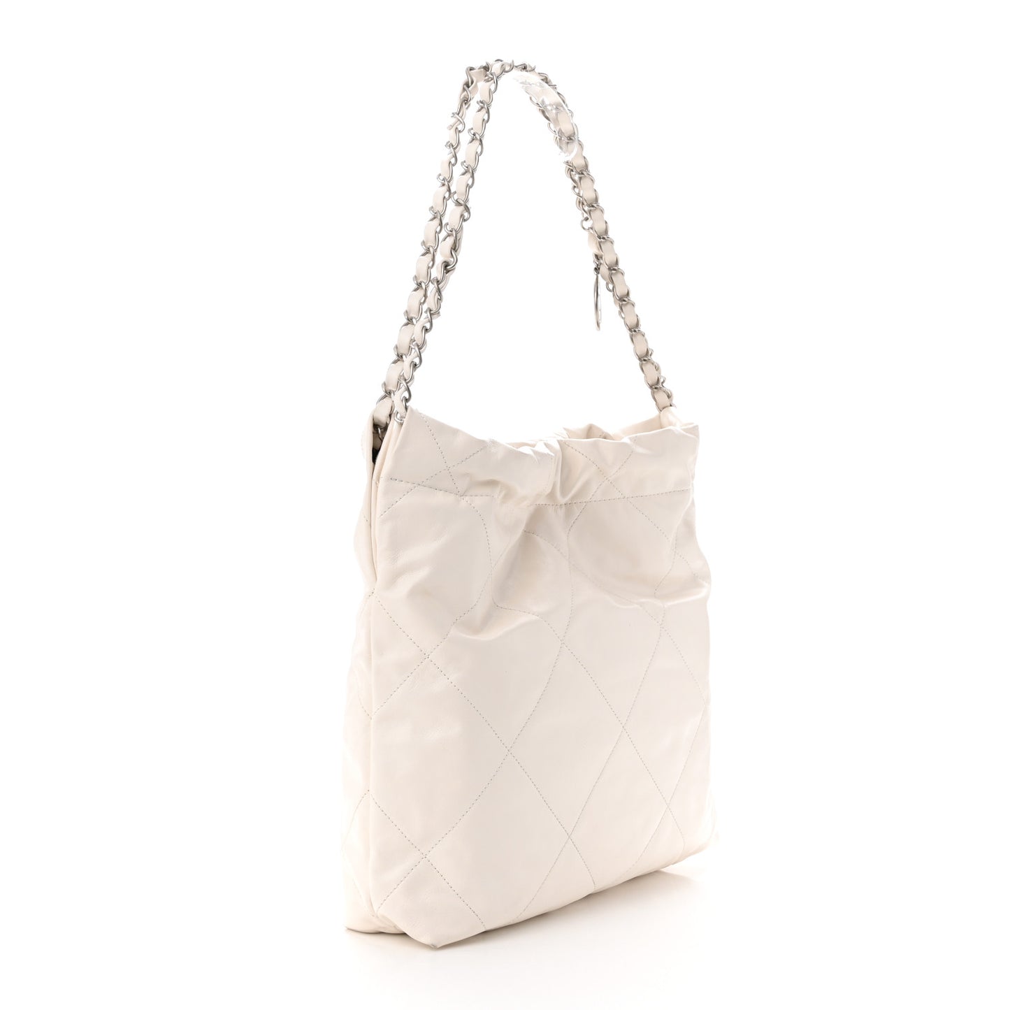 Shiny Calfskin Quilted Small Chanel 22 White