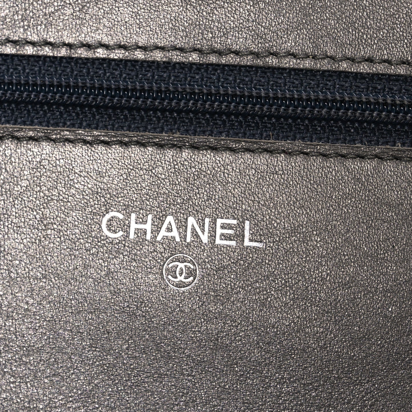 Metallic Caviar Timeless CC Wallet On Chain WOC Grey