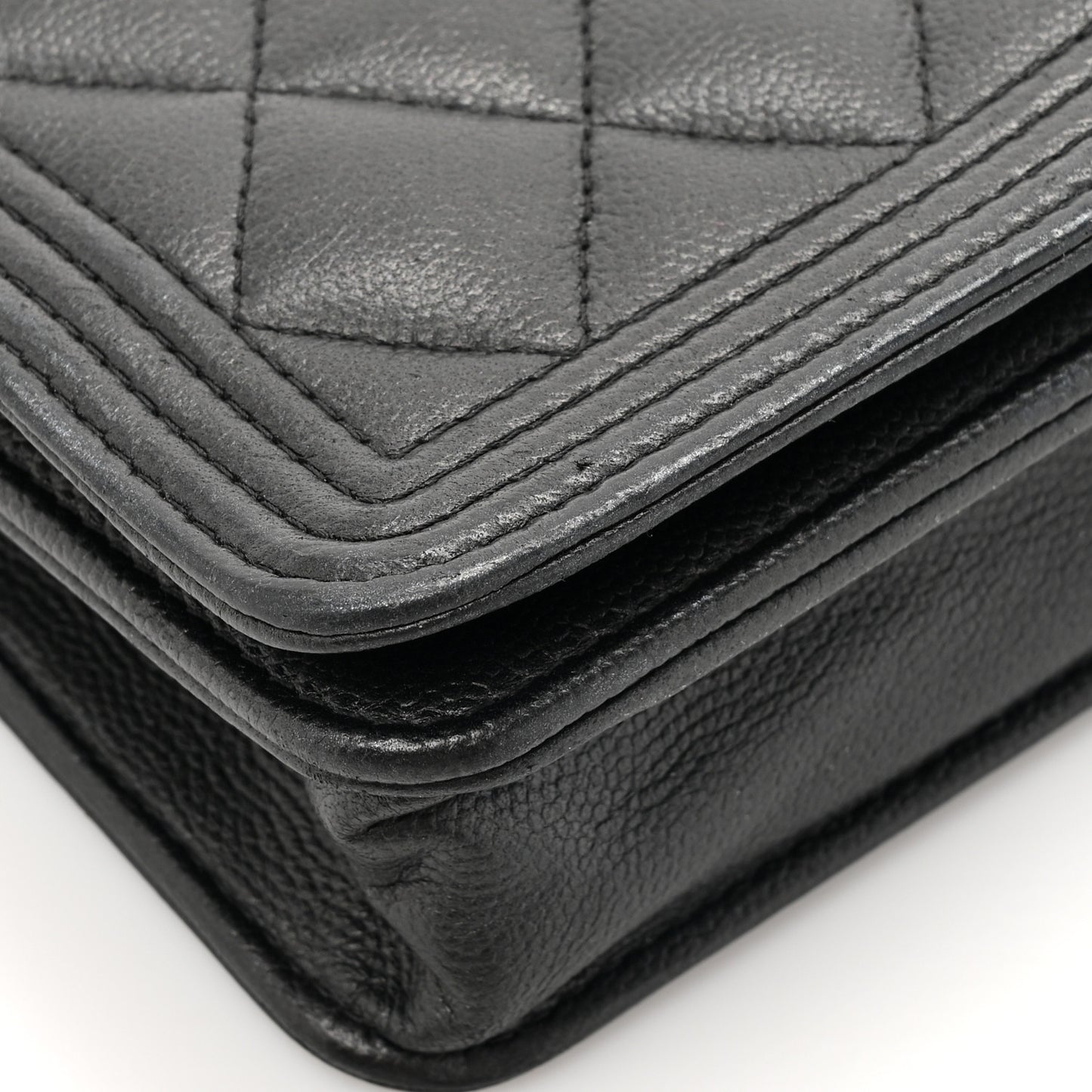 Caviar Quilted Boy Wallet On Chain WOC So Black