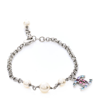 Chanel Crystal Pearl CC Bracelet Silver Mukticolor 1 of 5