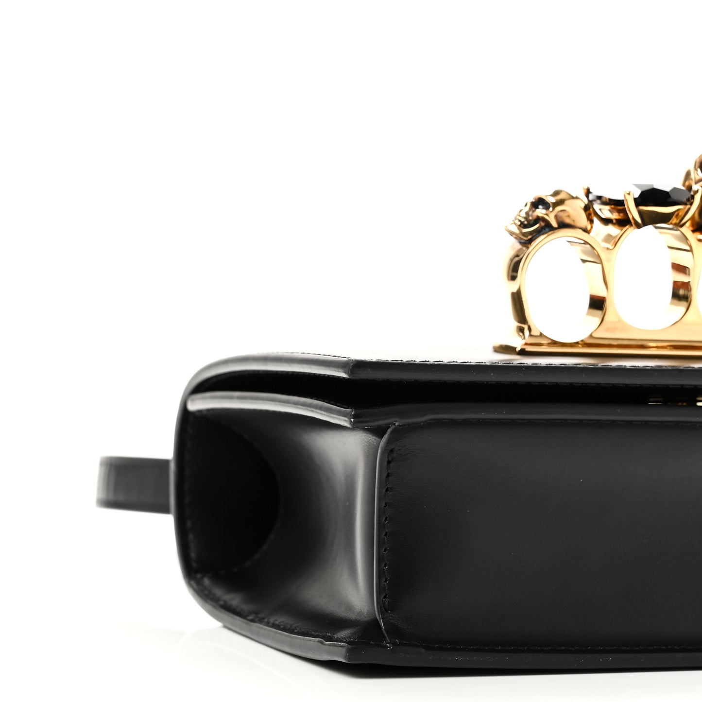 Calfskin Mini Jeweled Knuckle Satchel Black
