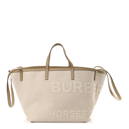 Burberry Cotton Canvas Mini Logo Horseferry Tote Bag Off White 1 of 13
