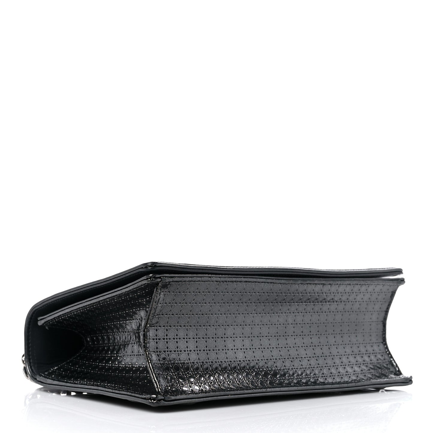 Metallic Patent Micro-Cannage Medium Diorama Flap Bag Onyx Black