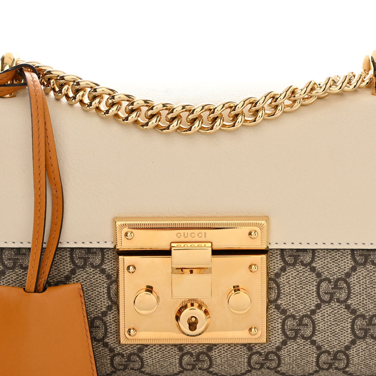 GG Supreme Monogram Calfskin Small Padlock Shoulder Bag Beige Mystic White Sun Oil