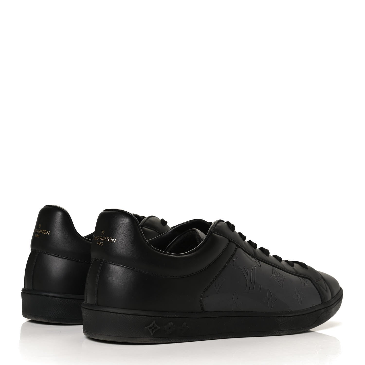 Louis Vuitton PVC Calfskin Monogram Mens Sneakers 9.5 Black 4 of 11