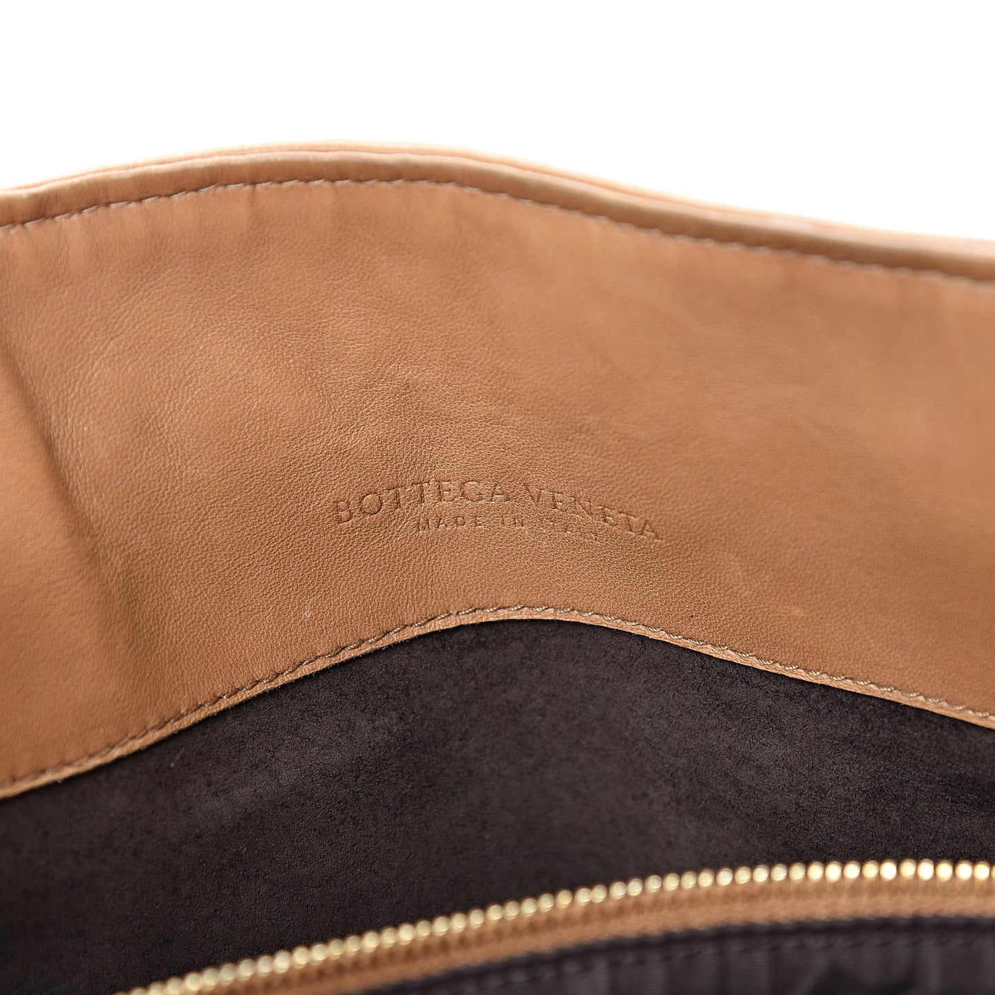 Nappa Intrecciato Shoulder Bag Camel