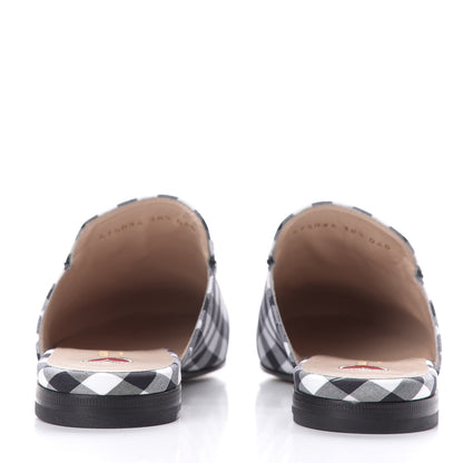Gucci Cotton Gingham Womens Princetown Slippers 38.5 White Black 6 of 10