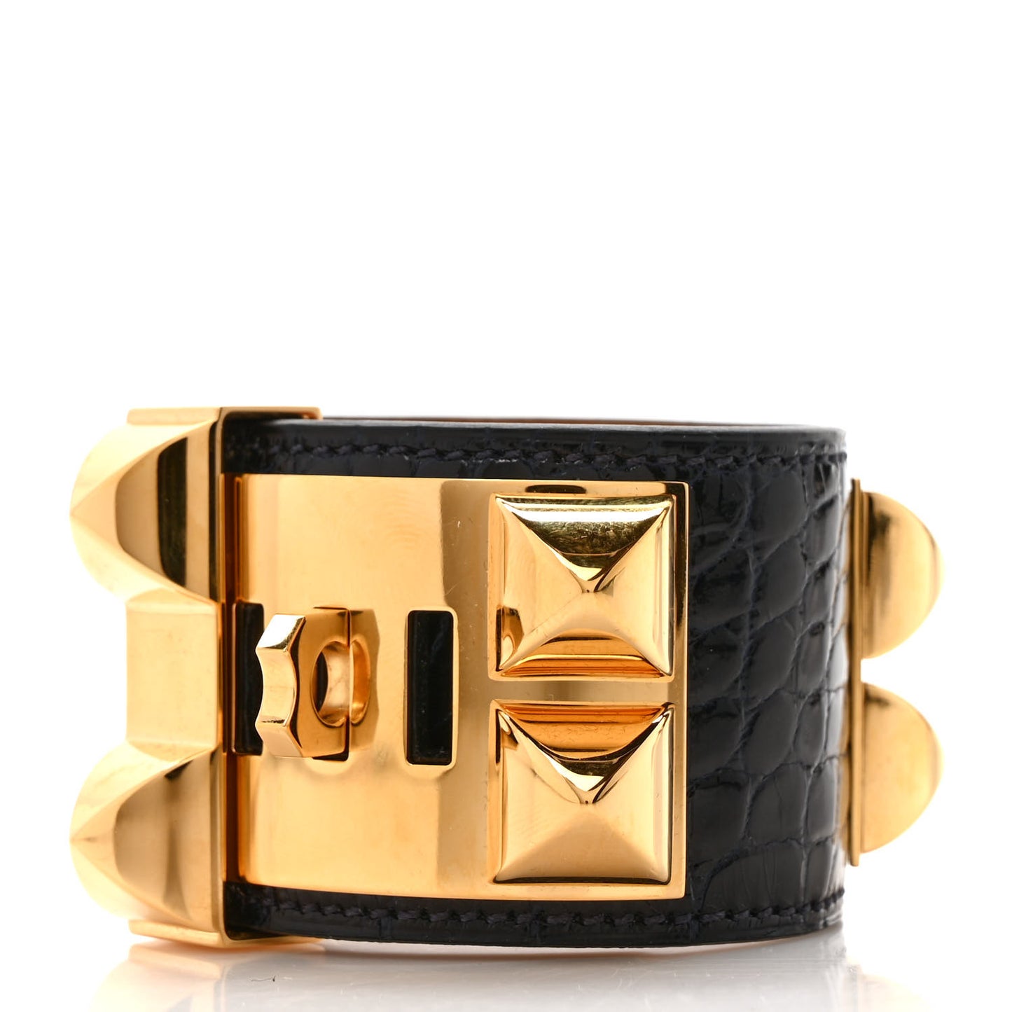 Shiny Alligator Collier De Chien CDC Bracelet S Bleu Marine