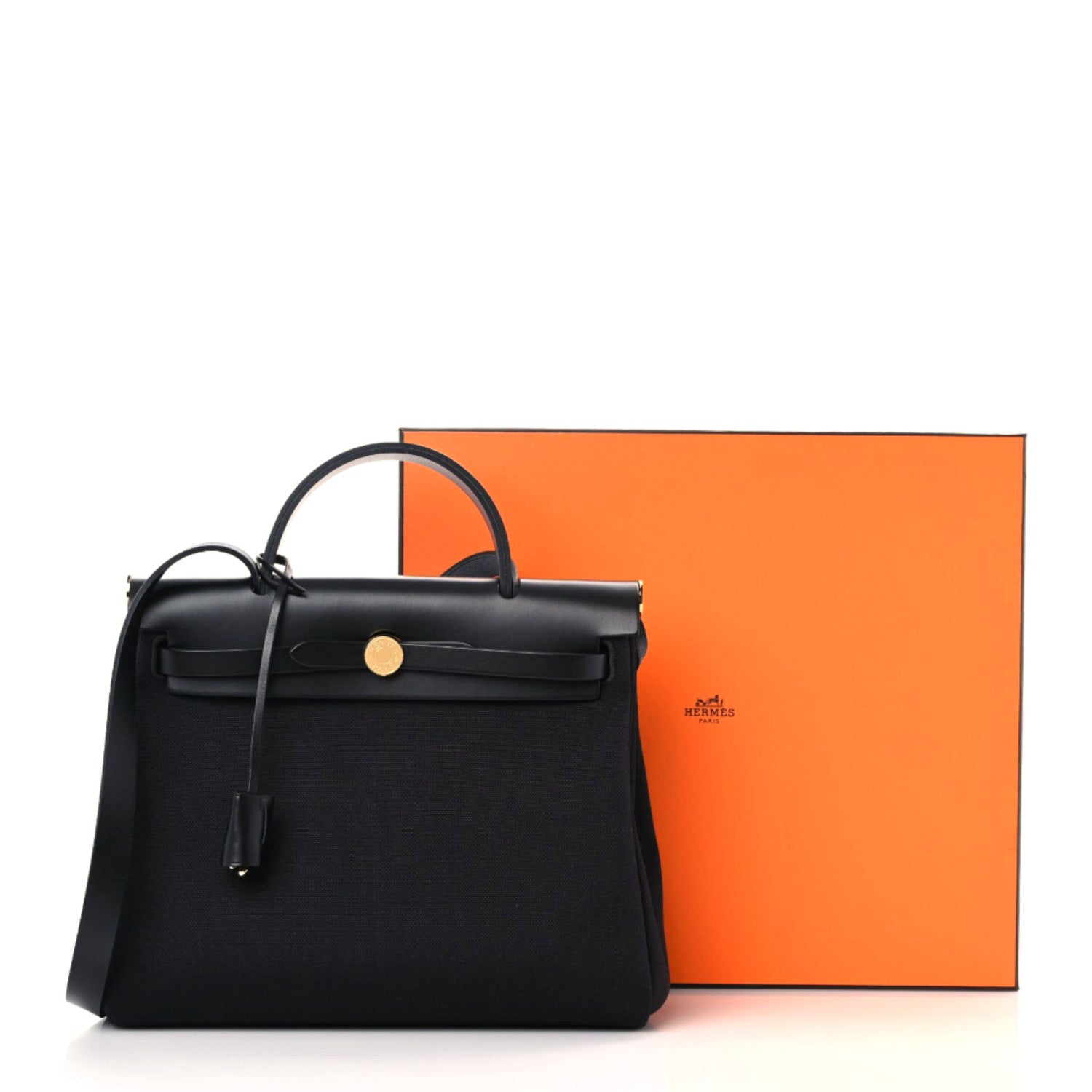 Hermes Military Toile Vache Hunter Herbag Zip Retourne 31 PM Black 9 of 9