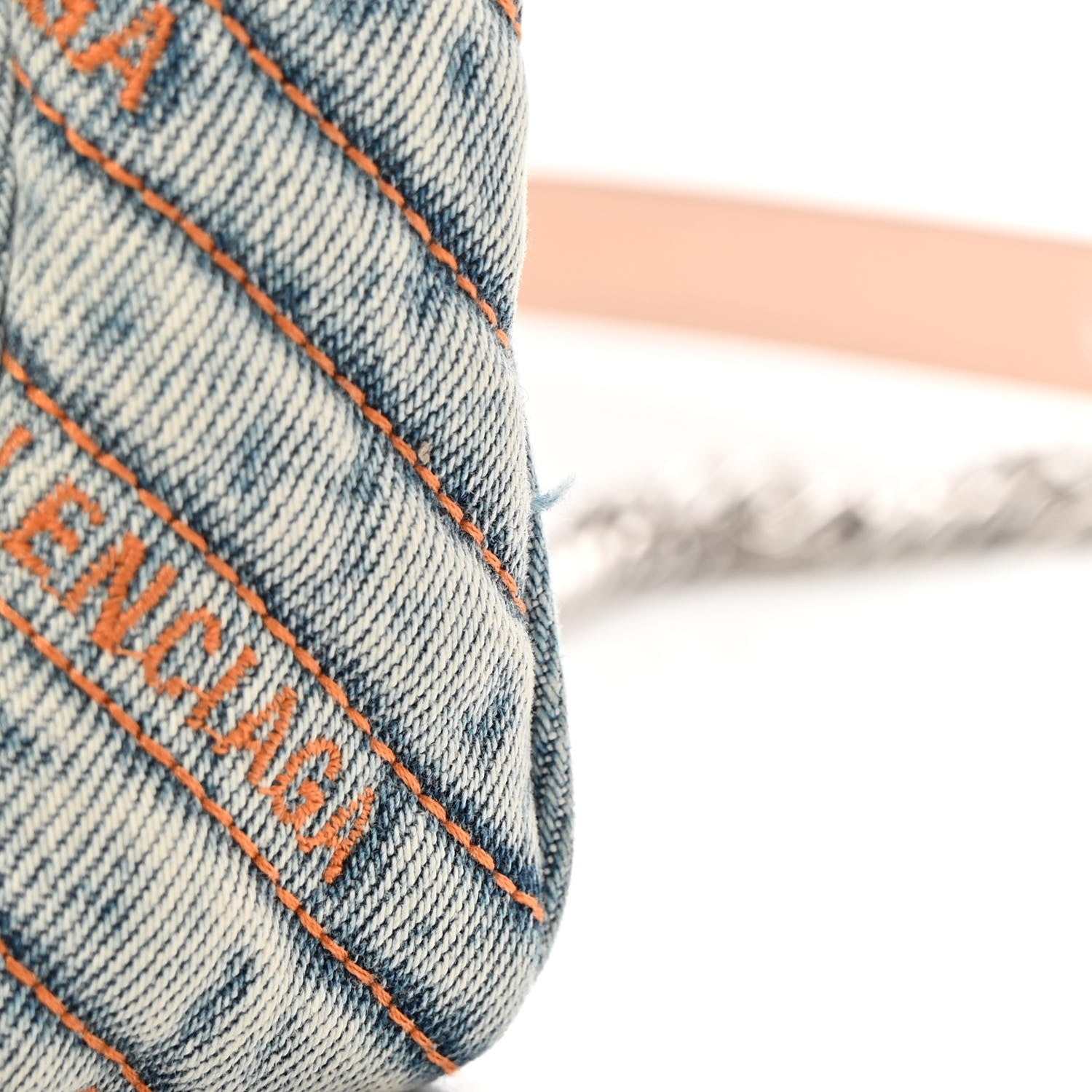 Balenciaga Destroyed Denim Jacquard Logo Matelasse BB Chain Wallet Bluette 13 of 13