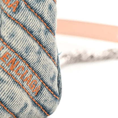 Balenciaga Destroyed Denim Jacquard Logo Matelasse BB Chain Wallet Bluette 13 of 13