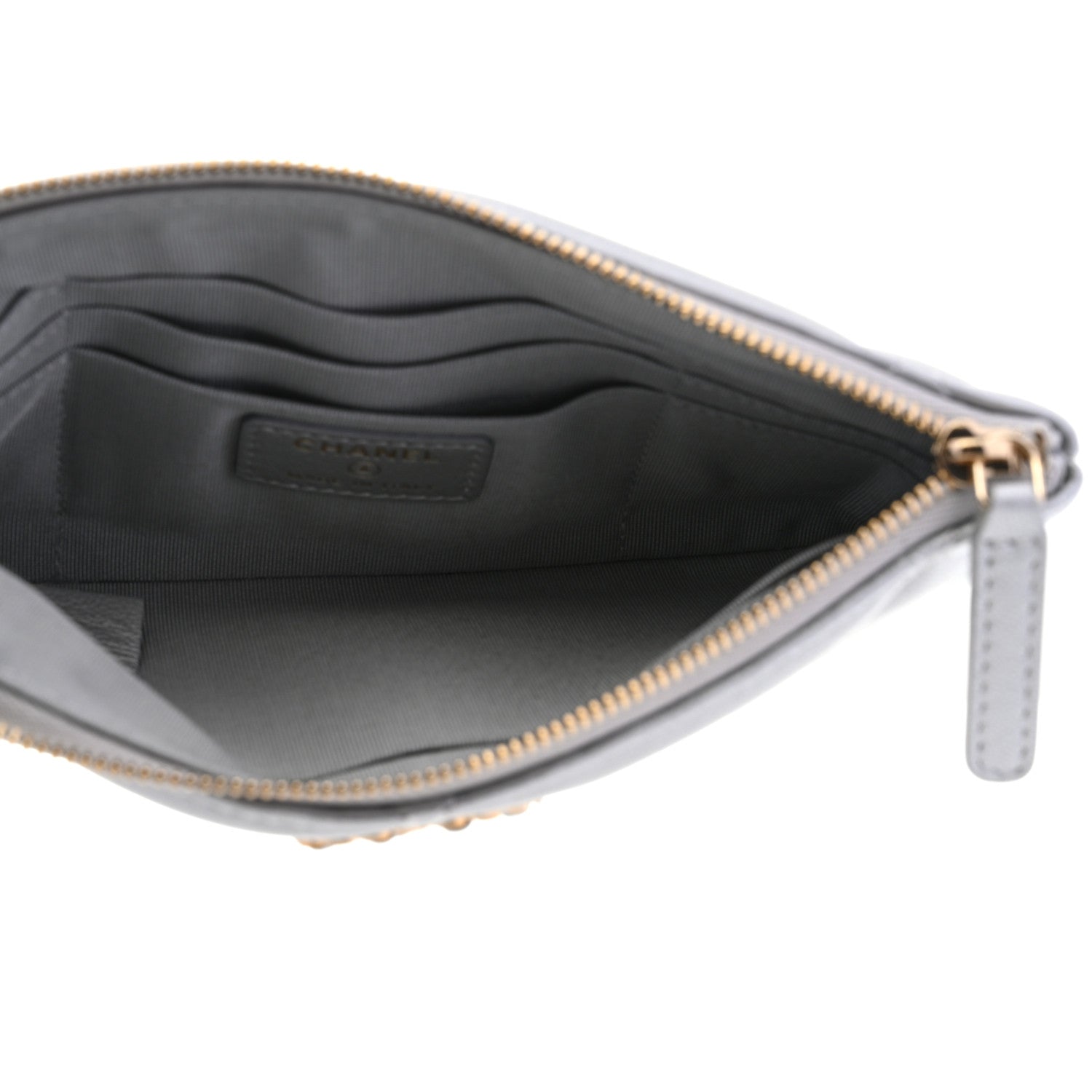 Chanel Shiny Goatskin Quilted Small Chanel 19 Pouch Silver 5 of 8