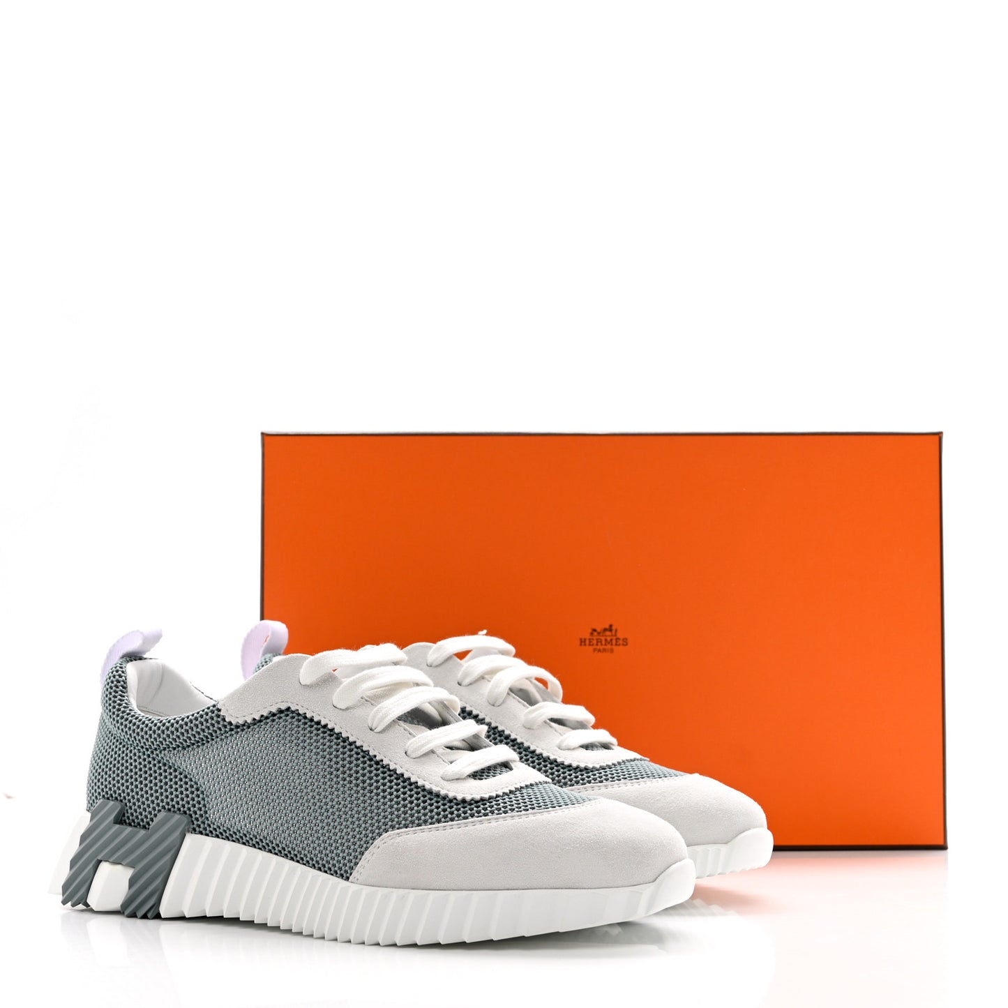 Air Mesh Suede Goatskin Bouncing Sneakers 40 Vert D'Eau White