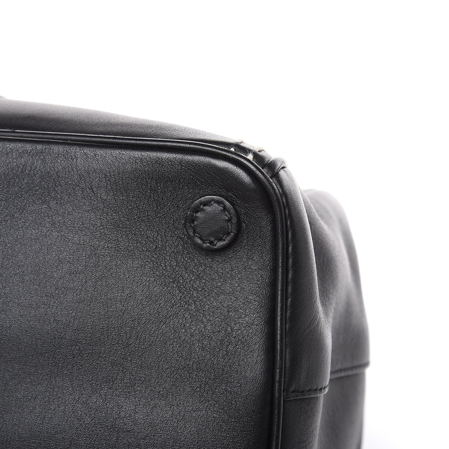 City Calf Hand Stitched Medium Galleria Double Zip Tote Black