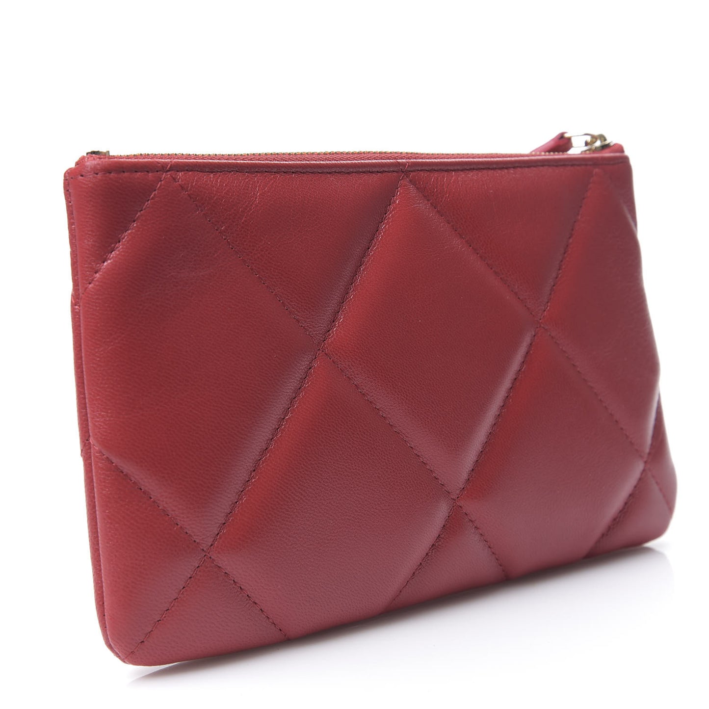 Goatskin Quilted 19 Cosmetic Case Red