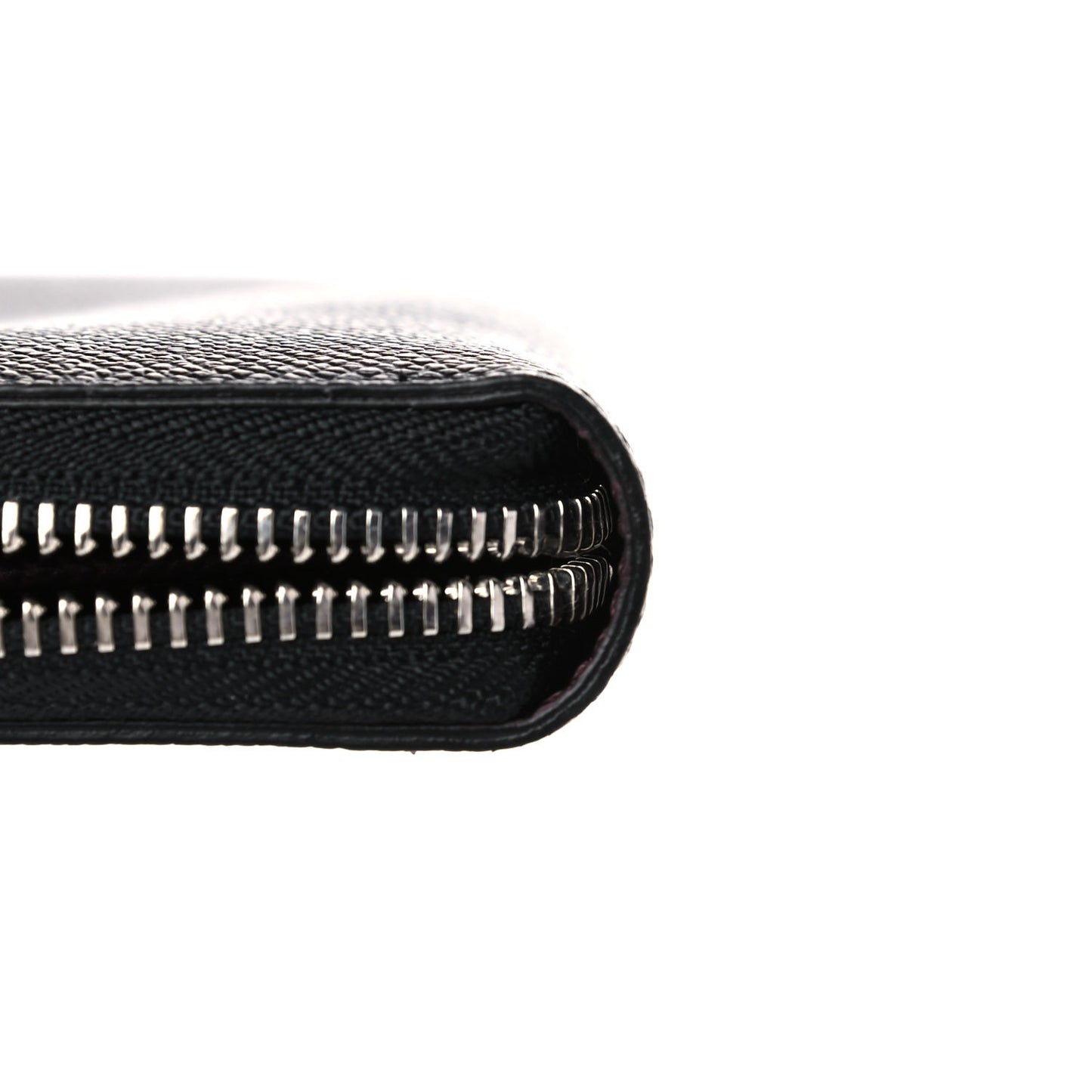 Grained Calfskin Zip Around Wallet Black