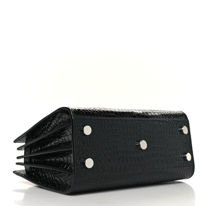 Saint Laurent Calfskin Crocodile Embossed Nano Sac De Jour Black 4 of 10