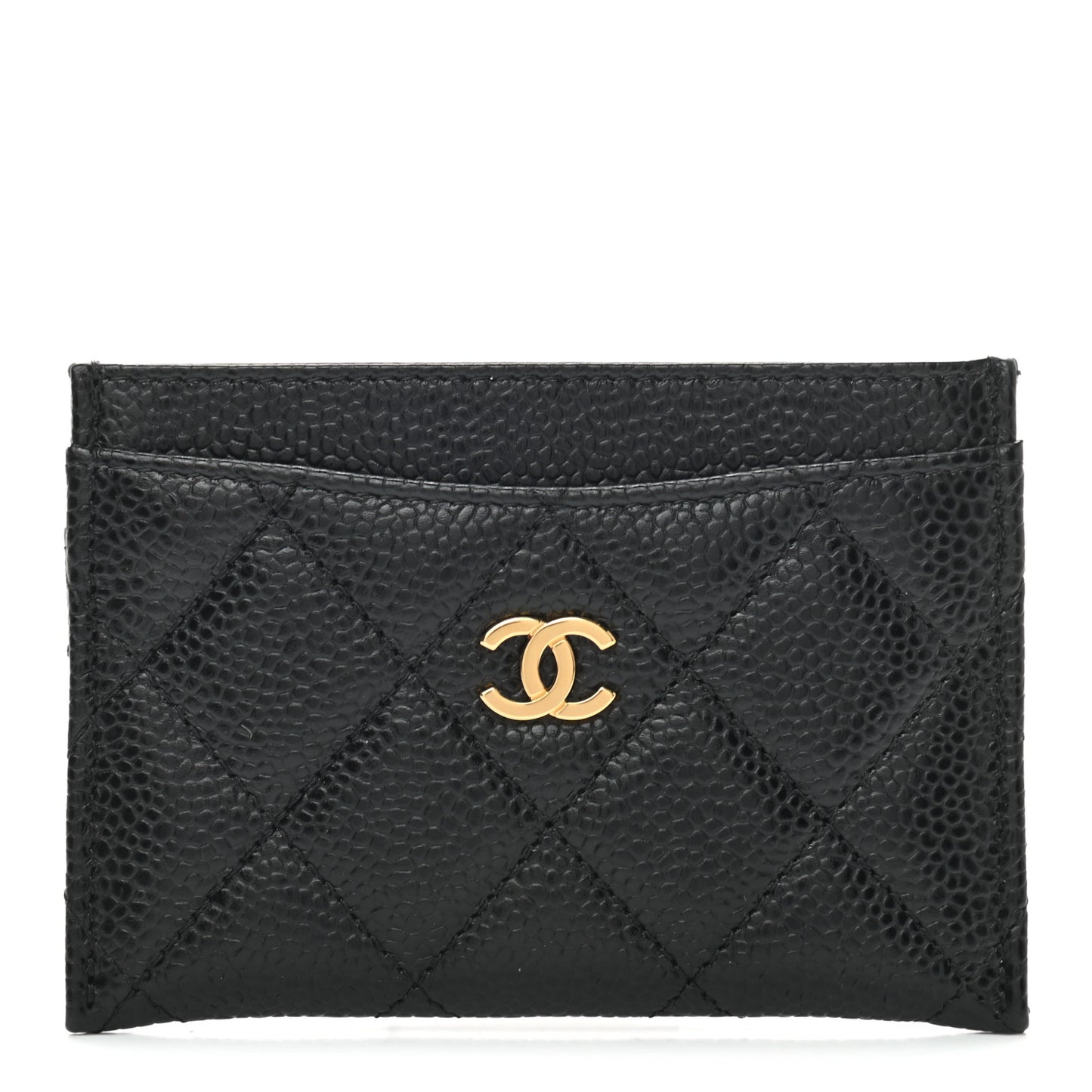 Caviar Quilted Card Holder Black