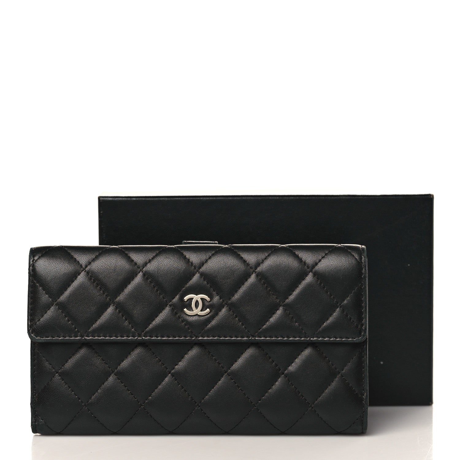 Chanel Lambskin Quilted Long Flap Wallet Black 13 of 13